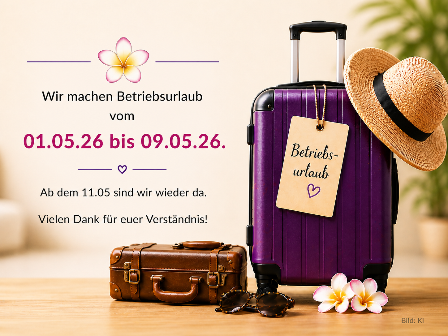 Betriebsurlaub Hinweis