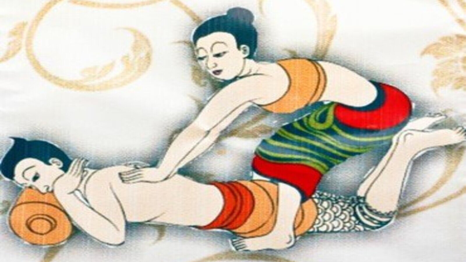 Illustration einer traditionellen Thai-Massage