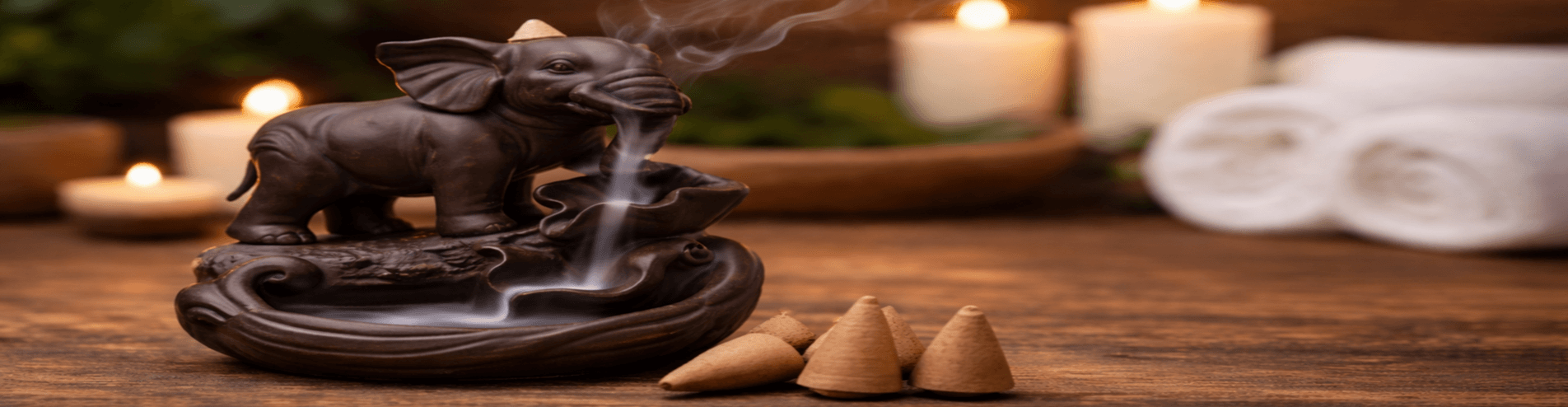 Rückfluss Komplett Set mit Elefant Halter und Räucherkegeln