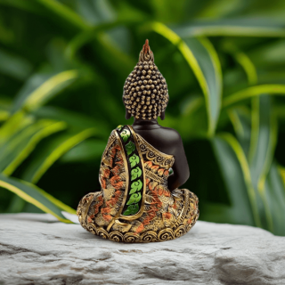 Preview: Thai Buddha Statue Kontemplation schwarz/orange/gold von hinten