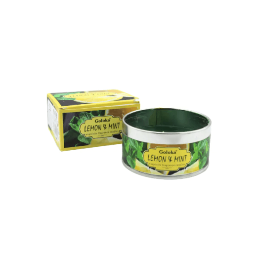 Goloka Zitrone & Minze Duftkerze im Metalldöschen