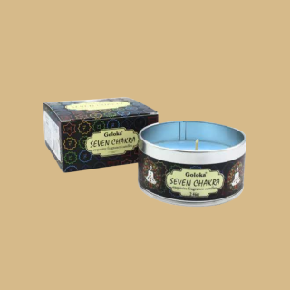 Preview: Goloka Seven Chakra Duftkerze im Metalldöschen