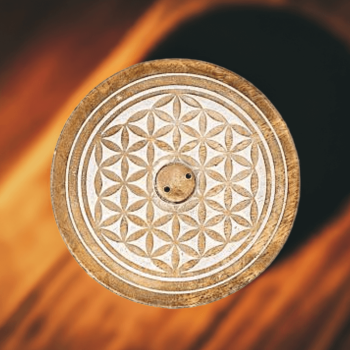 Preview: Räuchergefäß Blume des Lebens Mango-Holz von oben gesehen