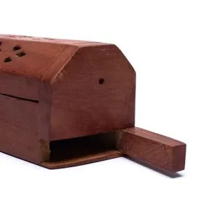 Räucherstäbchenhalter/Dose aus Holz Seitenfach